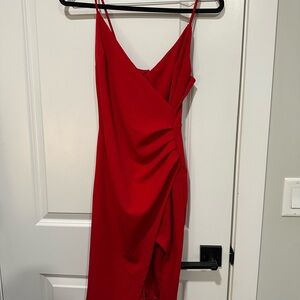 Lulu's Vibrant Red Asymmetrical Dress